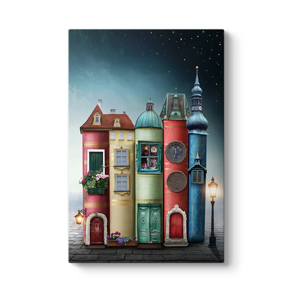 Eski Kitaplar ile Sihirli Şehir Tablosu - Model 2